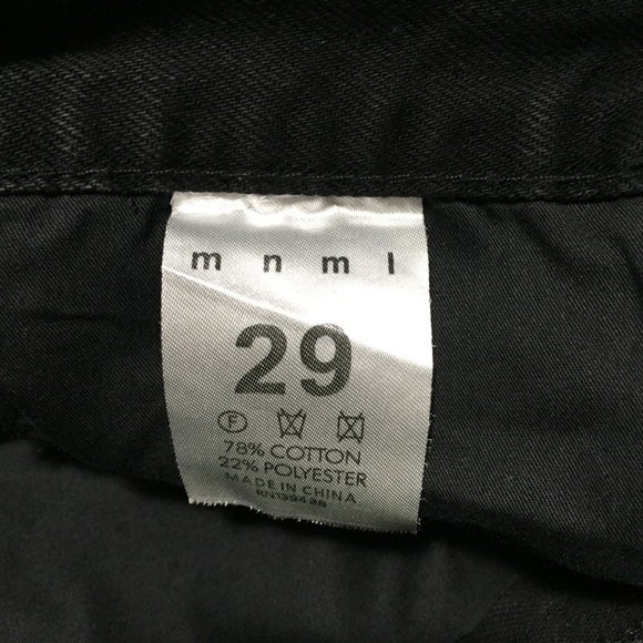 MNML Slim Skinny Jeans Men’s 29x30 Black Button Fly Distressed Ripped Knees - Picture 9 of 9